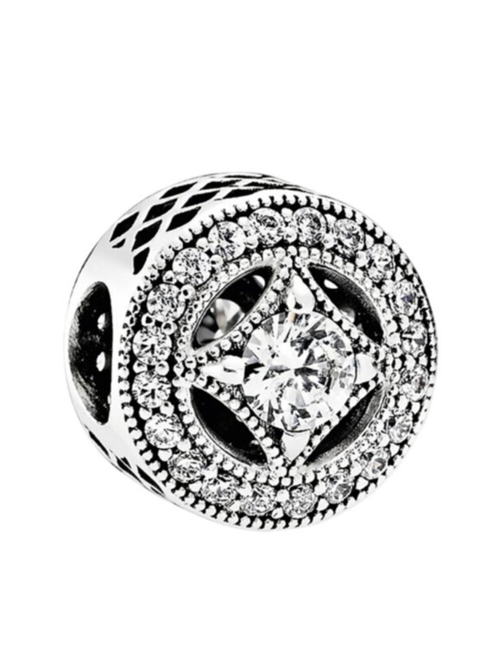 Pandora Sterling Silver Vintage Allure Charm with Clear Zirconia - 791970cz